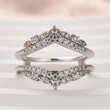 Solisfine Moissanite Round Cut Jacket White Gold Stack Wedding Band