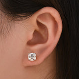 Moissanite 2.0Ct*2 Cushion Cut White Gold Stub Earrings