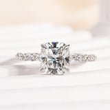 Solisfine Moissanite 2.0 Ct White Gold Cushion Cut Bridal Ring