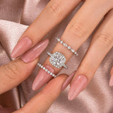 Moissanite 2.0Ct Halo Round Cut White Gold Promise Ring With Round Cut & Marquise Cut Anniversary Ring
