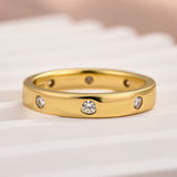 Solisfine Moissanite Round Cut Yellow Gold Wide Wedding Band