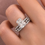 Solisfine 3.5 Ct Radiant Cut Moissanite Diamond Wedding Ring with Round & Marquise Accents Bands