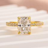 Solisfine Moissanite 2.0 Ct Radiant Cut Yellow Gold Engagement Ring