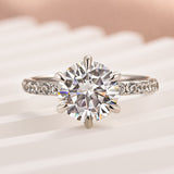 Solisfine Moissanite 2.0 Ct Hidden Halo Round Cut White Gold Engagement Ring