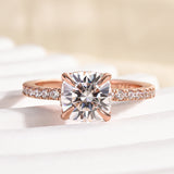 Solisfine Moissanite 2.0 Ct Square Cushion Rose Gold Bridal Ring