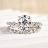 Solisfine Moissanite 2.0 Ct Cushion Cut Wedding Ring Set For Women