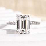Solisfine Moissanite 3.5 Ct Emerald Cut Engagement Ring For Women