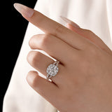 Moissanite 1.2Ct Halo Round Cut Split Shank White Gold Promise Ring For Women