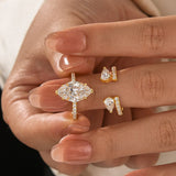 Moissanite 4.0Ct Marquise Cut Yellow Gold Wedding Ring with Open Pear Cut Enhancer Ring