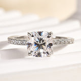 Solisfine Moissanite 2.0Ct -2.5Ct Square Cushion Promise Bridal Ring