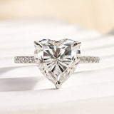 Solisfine Moissanite 4.0 Ct Heart Cut White Gold Promise Ring