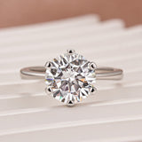 Moissanite 3.0Ct Round Cut Comfort Fit Six Prong Solitaire Engagement Ring