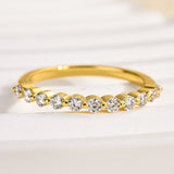 Solisfine Moissanite 0.4 Ct Yellow Gold Half Eternity Thin Women's Wedding Band