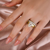Moissanite 4.0Ct Solitaire Oval Cut Yellow Gold Engagement Ring With Eternity Ring