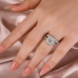 Moissanite 2.0Ct Halo Round Cut White Gold Promise Ring With Seven Stone Round Cut Anniversary Ring