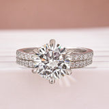 Moissanite 3.0Ct Round Cut White Gold Bridal Wedding Ring Set