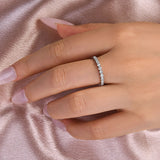 Solisfine Moissanite 0.5 Ct Round Cut Pave White Gold Wedding Band