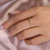Solisfine Moissanite 0.5 Ct Yellow Gold Round Cut Pave Wedding Band