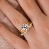 Moissanite 2.0 Ct Solitaire Round Cut Yellow Gold Wedding Ring Set Eternity Moissanite Diamond Ring
