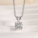 Solisfine Moissanite 1.0 Ct Round Cut White Gold 4 Prong Pendant Necklace