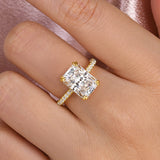 Solisfine Moissanite 4.5 Ct/3.0Ct Radiant Cut Yellow Gold Engagement Ring For Women
