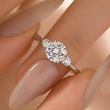 1.0Ct Three Stone Round Cut Moissanite Ring in S925 Sterling Silver