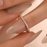 Solisfine Moissanite 0.5 Ct Rose Gold  Full Eternity Thin Wedding Band For Women