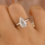 Solisfine Moissanite S925 Solitaire 4.0Ct Pear Cut White Gold Engagement Ring For Women