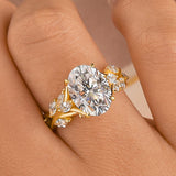 S925 Vintage Moissanite 3.0Ct Oval Cut Side Stone Twist Engagement Ring In Sterling Silver