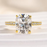 Solisfine Moissanite 3.0 Ct Cushion Cut Yellow Gold Engagement Ring For Women