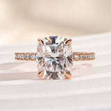 Solisfine Moissanite 3.0 Ct Cushion Cut Rose Gold Engagement Ring For Women