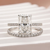 Solisfine Moissanite 3.5 Ct Radiant Cut White Gold Wedding Ring For Women