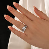 Moissanite Solitaire 2.0 Ct Round Cut White Gold Engagement Ring with Round & Marquise Accents Bands