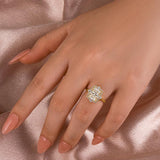 Solisfine Moissanite 3.0Ct Yellow Gold Halo Radiant Cut Engagement Ring