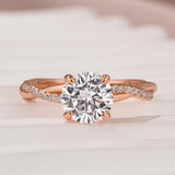 Solisfine Moissanite 1.2Ct/2.0 Ct Twist Rose Gold Pave Promise Bridal Ring
