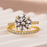 Solisfine Moissanite 4.0 Ct Round Cut Yellow Gold Wedding Ring Set