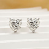 Moissanite 1.2Ct*2 Heart Cut White Gold Stud Earrings In Sterling Silver