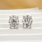 Moissanite Classic 3.0Ct*2 Oval Cut Stud Earrings In Sterling Silver