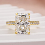 Solisfine Moissanite 4.5Ct Radiant Cut Yellow Gold Travel Promise Ring