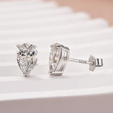Solisfine Moissanite 1.0 Ct*2 Diamond White Gold Pear Stud Earrings