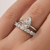 Moissanite 2.0Ct Marquise Cut Solitaire Engagement Ring with Pavé Eternity Ring
