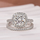 2.0Ct Halo Round Cut White Gold Moissanite Diamond Wedding Ring
