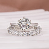 Solitaire 2.0 Ct/4.0Ct 6 Prong Round Cut Moissanite Diamond Wedding Ring