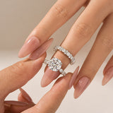Moissanite 4.0Ct/3.0 Ct Round Cut White Gold Stack Wedding Ring with Round Cut Full Wedding Band