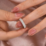 Half 1.0 Ct Round Cut Moissanite Wide Wedding Band In Sterling Silver