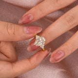 Solisfine Moissanite 3.0 Ct Pear Cut Yellow Gold Engagement Ring with Round Cut Side Stone