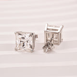 Solisfine 2.0 Ct*2 Moissanite Diamond White Gold 4 Prong Princess Stud Earrings