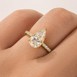 Moissanite 2.8Ct Pear Cut Yellow Gold Promise Ring For Women