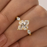 Moissanite 2.0 Ct Marquise Cut Side Stone Yellow Gold Engagement Ring