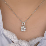 Moissanite 3.0Ct Round Cut White Gold Necklace In Sterling Silver